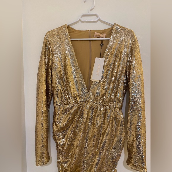 Gold Sequin Mini Dress - Picture 3 of 4